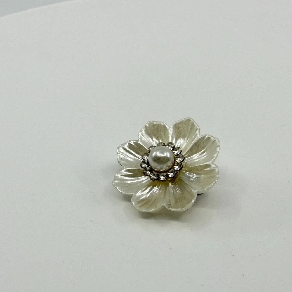 Radiant Flower Brooch Crystal Pearl Accent Statement Piece Boho Accessory Gift